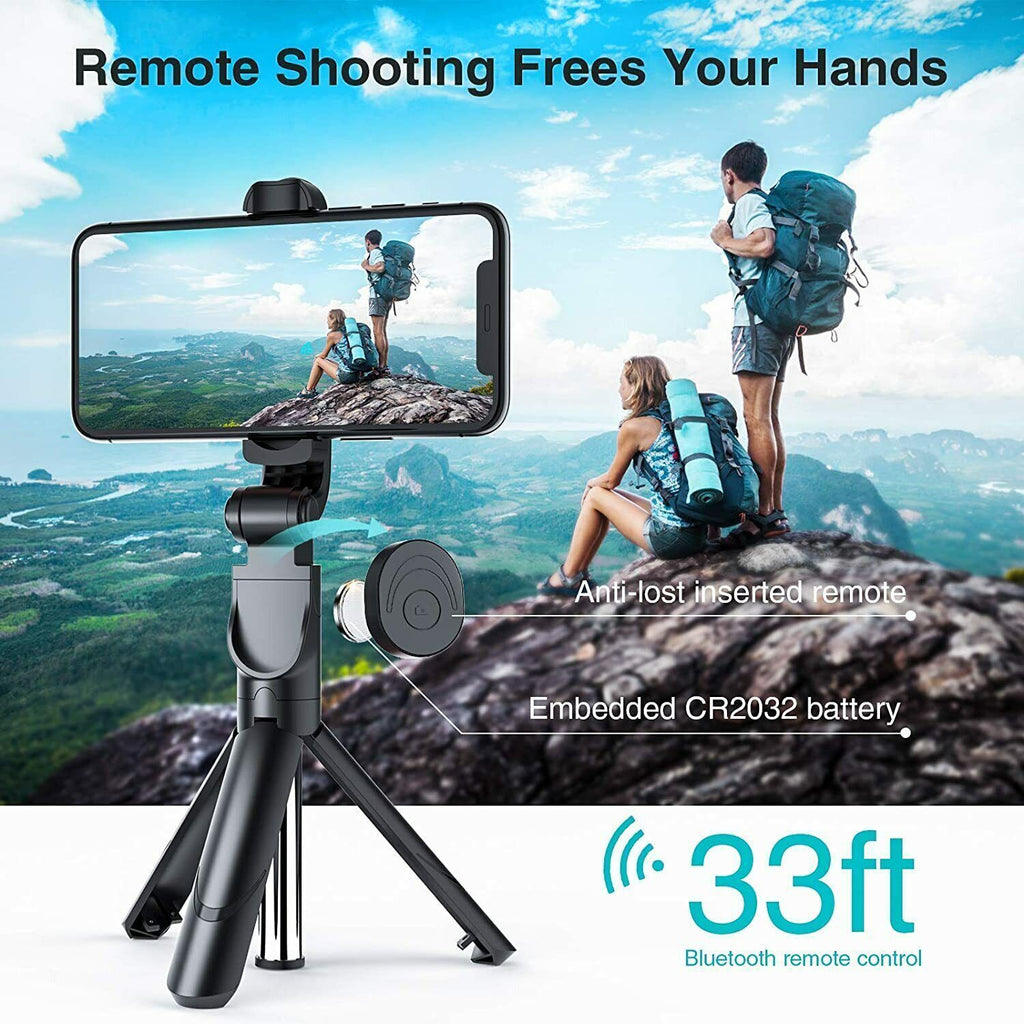 Bluetooth Selfie Stick Tripod – Telescopic Monopod with Remote & Extendable Phone Holder