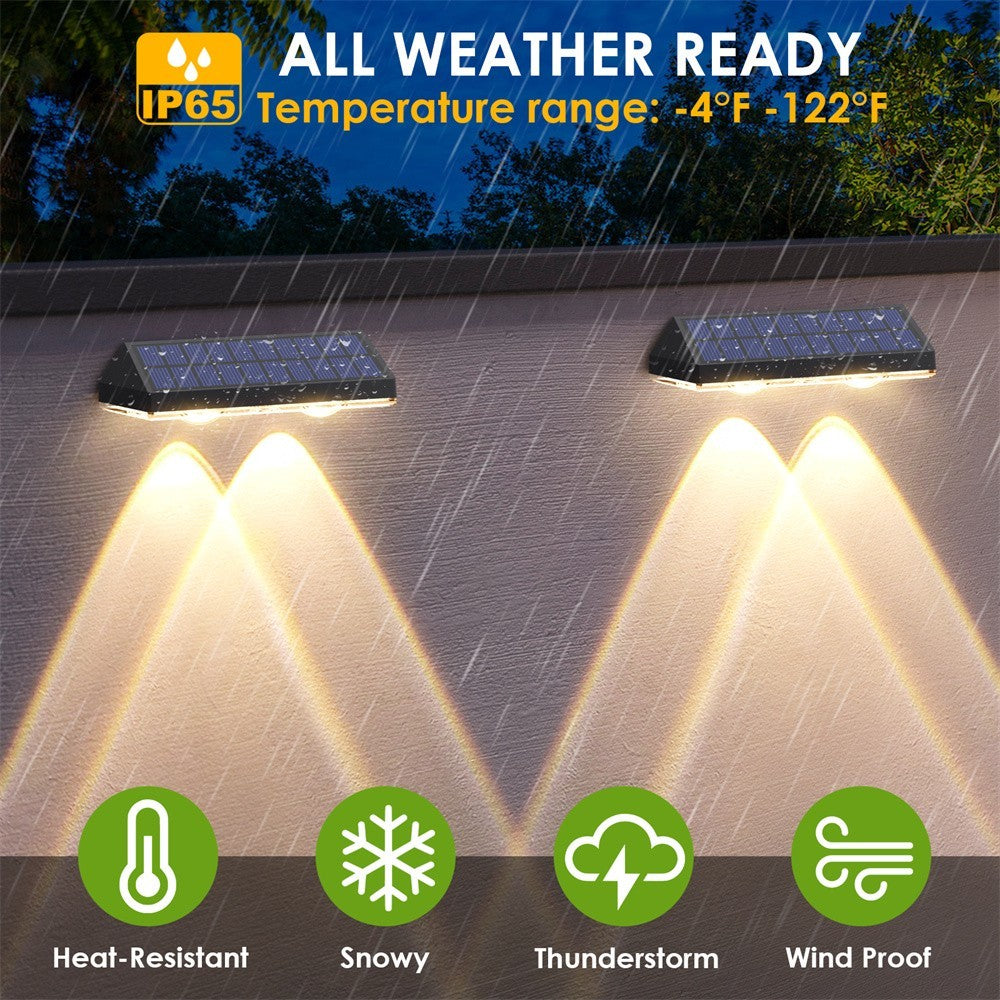 2-Pack Super Bright Solar Powered LED Wall & Fence Lights – Waterproof Outdoor Garden Lamps
