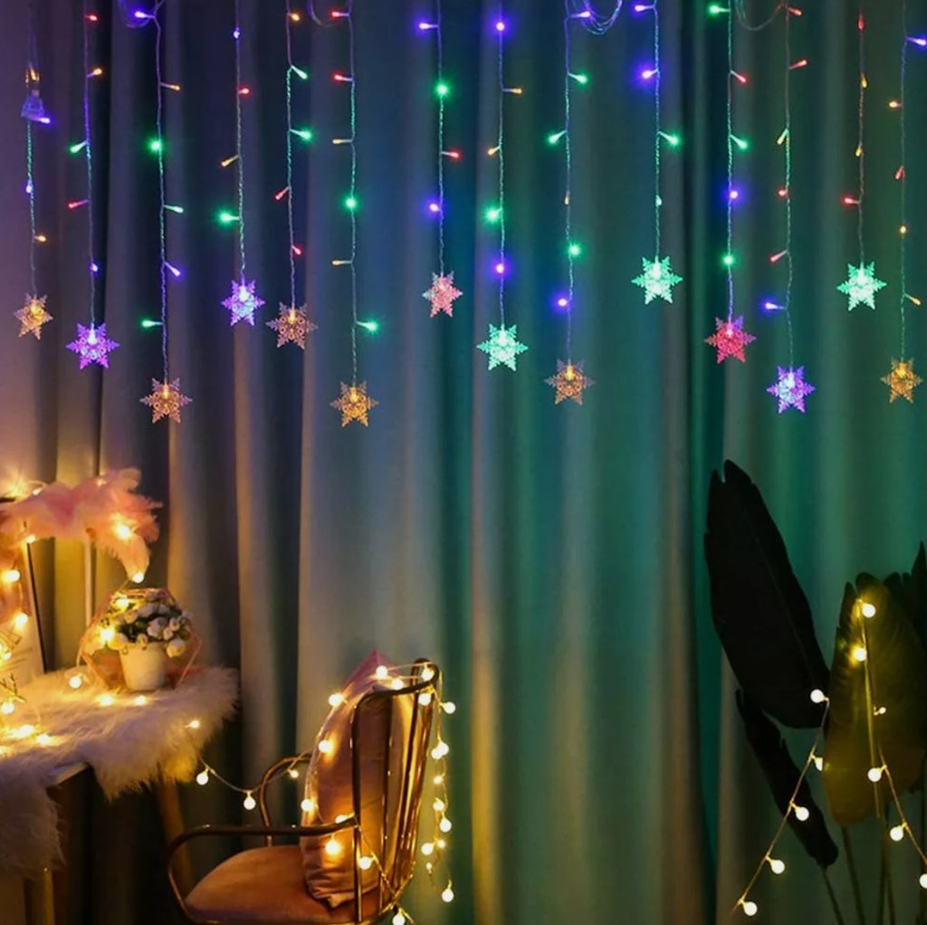 LED Snowflake Curtain Fairy Lights – Christmas & Party Window Decor (UK)