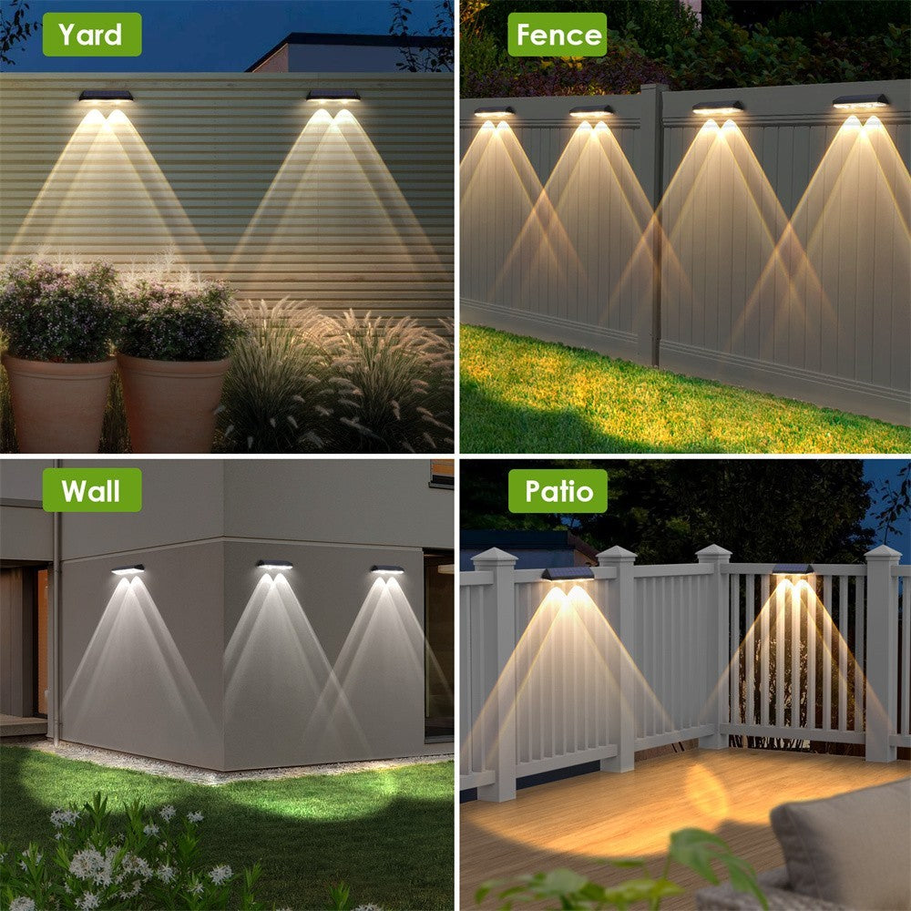 2-Pack Super Bright Solar Powered LED Wall & Fence Lights – Waterproof Outdoor Garden Lamps