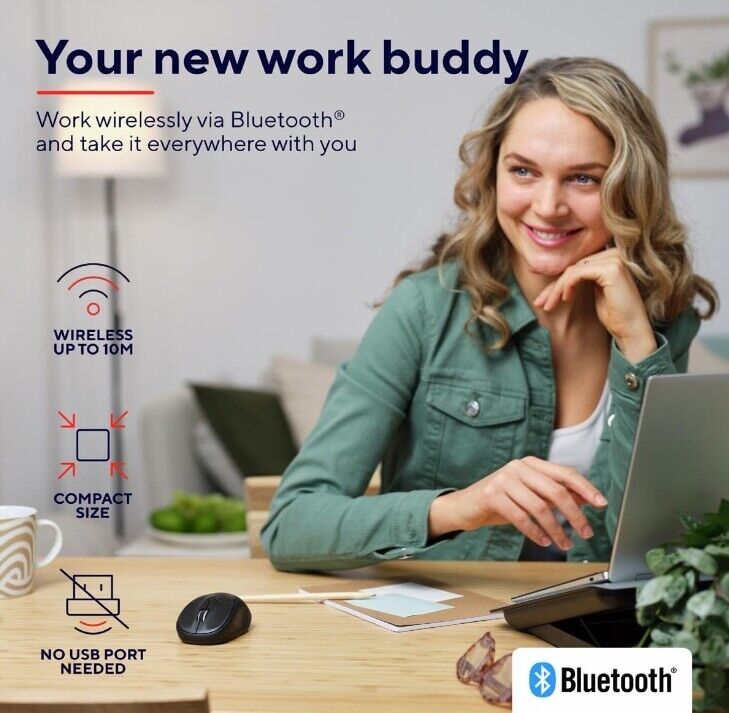 2.4GHz Wireless Optical USB Mouse – Cordless Scroll Mouse for PC & Laptop (Black, UK)