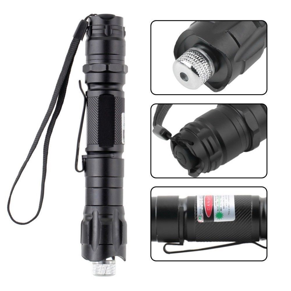 USB Rechargeable Green Laser Pointer Pen with LED Flashlight