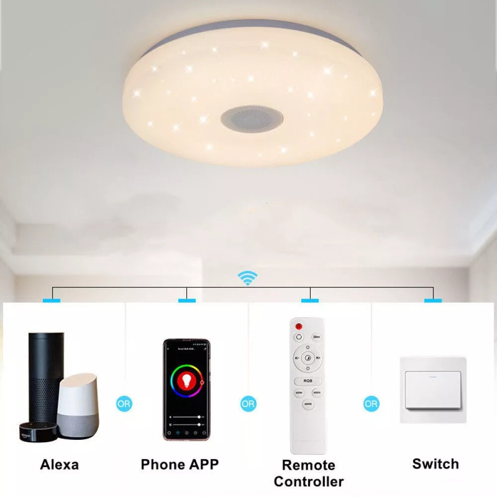 RGB LED Ceiling Light with Bluetooth Speaker – Music & Mood Lighting + Remote Control
