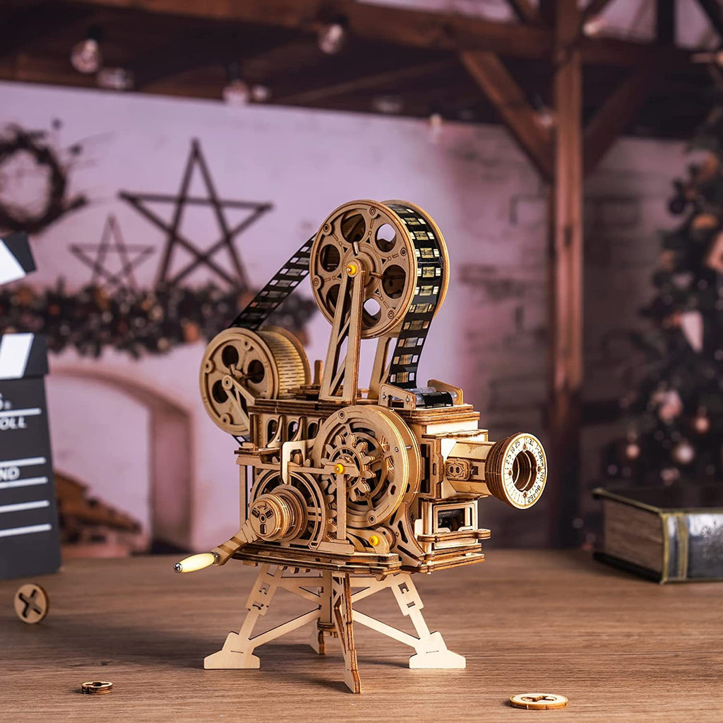 ROKR 3D Wooden Vitascope Puzzle – Mechanical Movie Projector Kit
