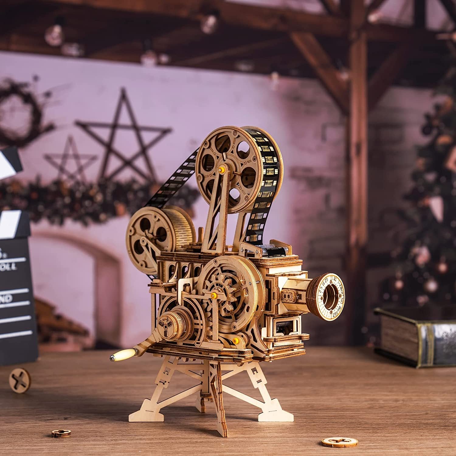 ROKR 3D Wooden Vitascope Puzzle – Mechanical Movie Projector Kit