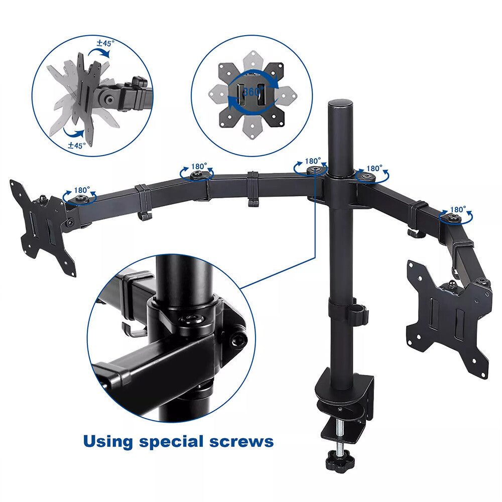 Dual Monitor Arm Desk Mount – Adjustable Stand for LED Screen