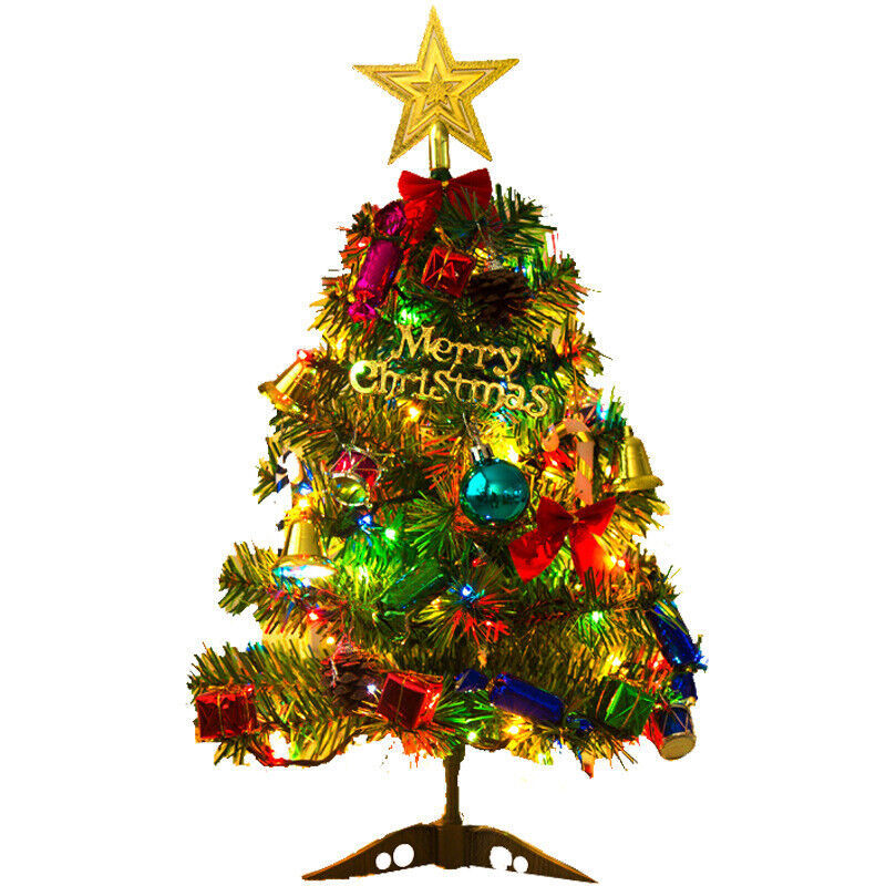 Festive Mini Tabletop Christmas Tree – Pre-Lit with LED Lights & Ornaments