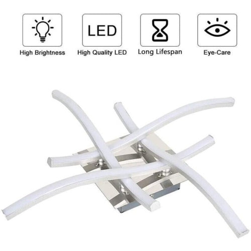Modern 4-Wave LED Ceiling Light – Dimmable Fixture for Kitchen, Living Room & Bedroom