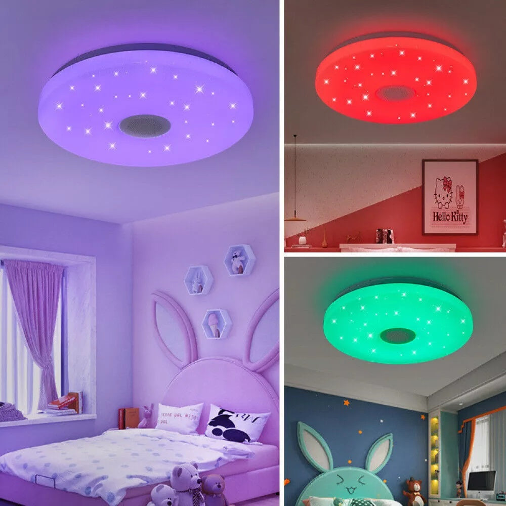 RGB LED Ceiling Light with Bluetooth Speaker – Music & Mood Lighting + Remote Control