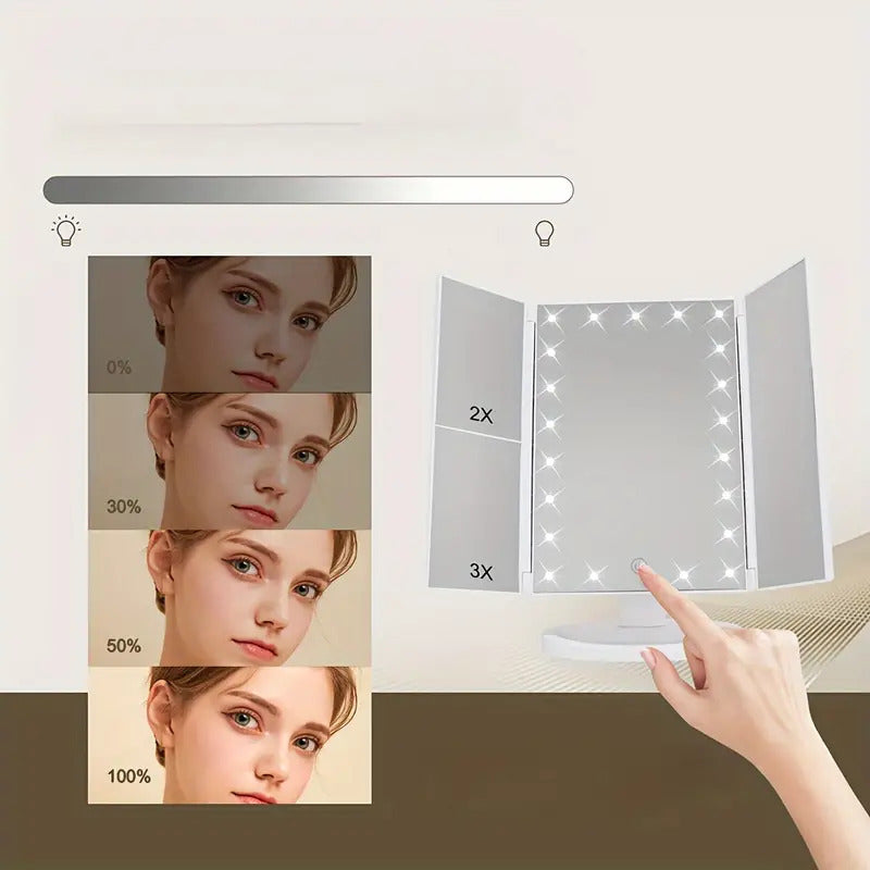 Foldable LED Makeup Mirror with Light – Vanity Desk Stand
