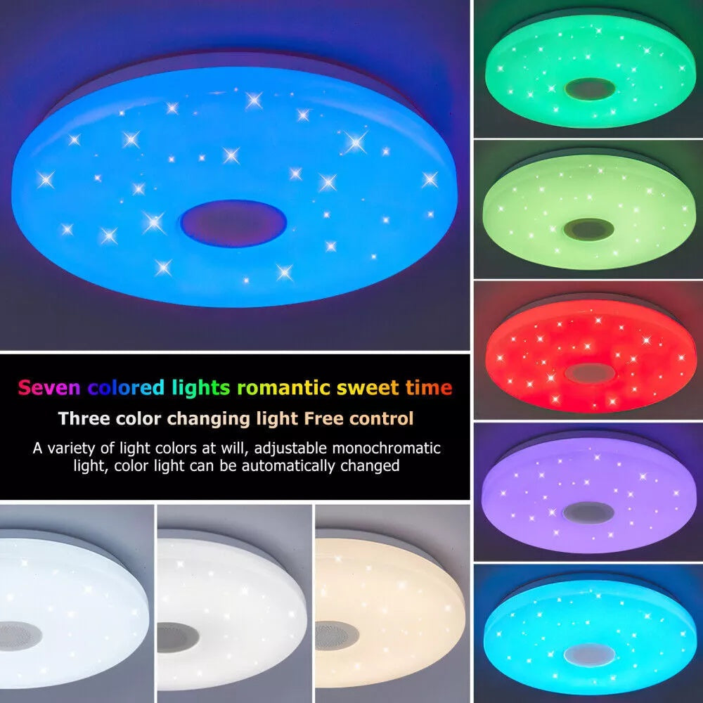 RGB LED Ceiling Light with Bluetooth Speaker – Music & Mood Lighting + Remote Control