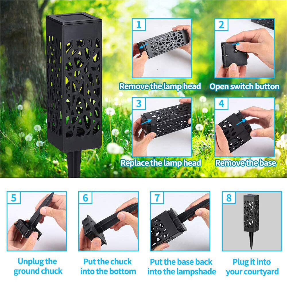 4-Pack Solar Powered LED Garden Stake Lights – Waterproof Outdoor Patio, Yard & Lawn Lamps