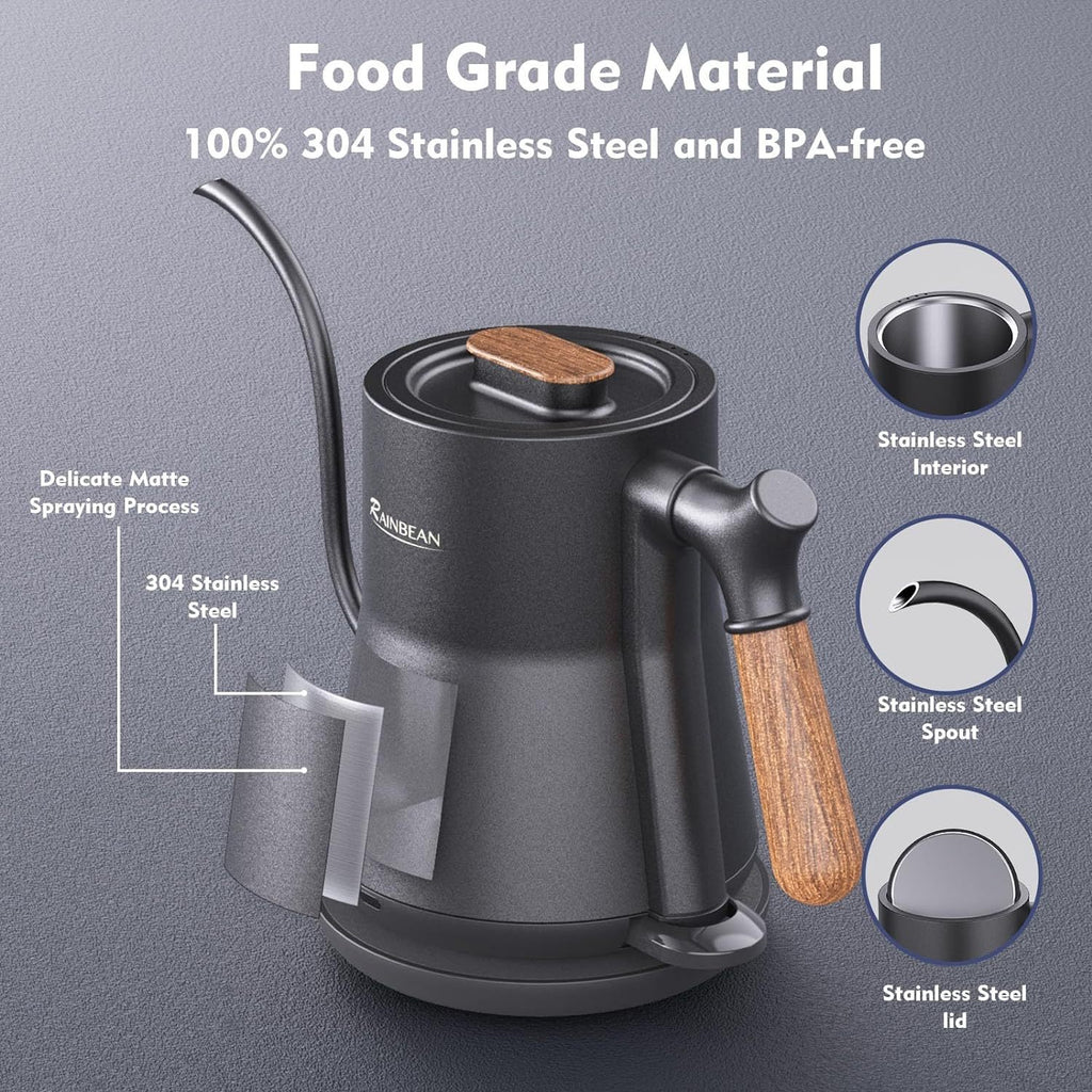 Gooseneck Electric Kettle – Stainless Steel, Rapid Heat & Auto Shutoff