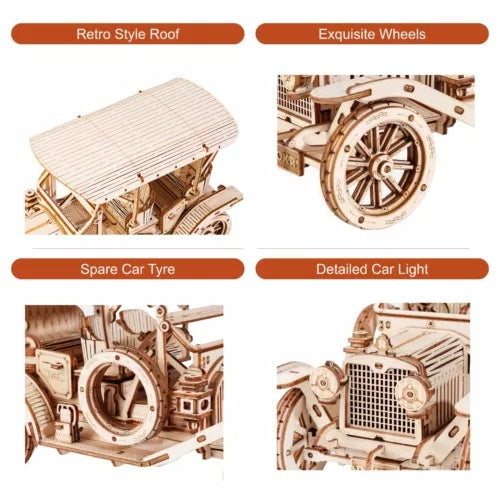 ROKR 3D Wooden Vintage Car Puzzle – DIY Model Building Kit Gift