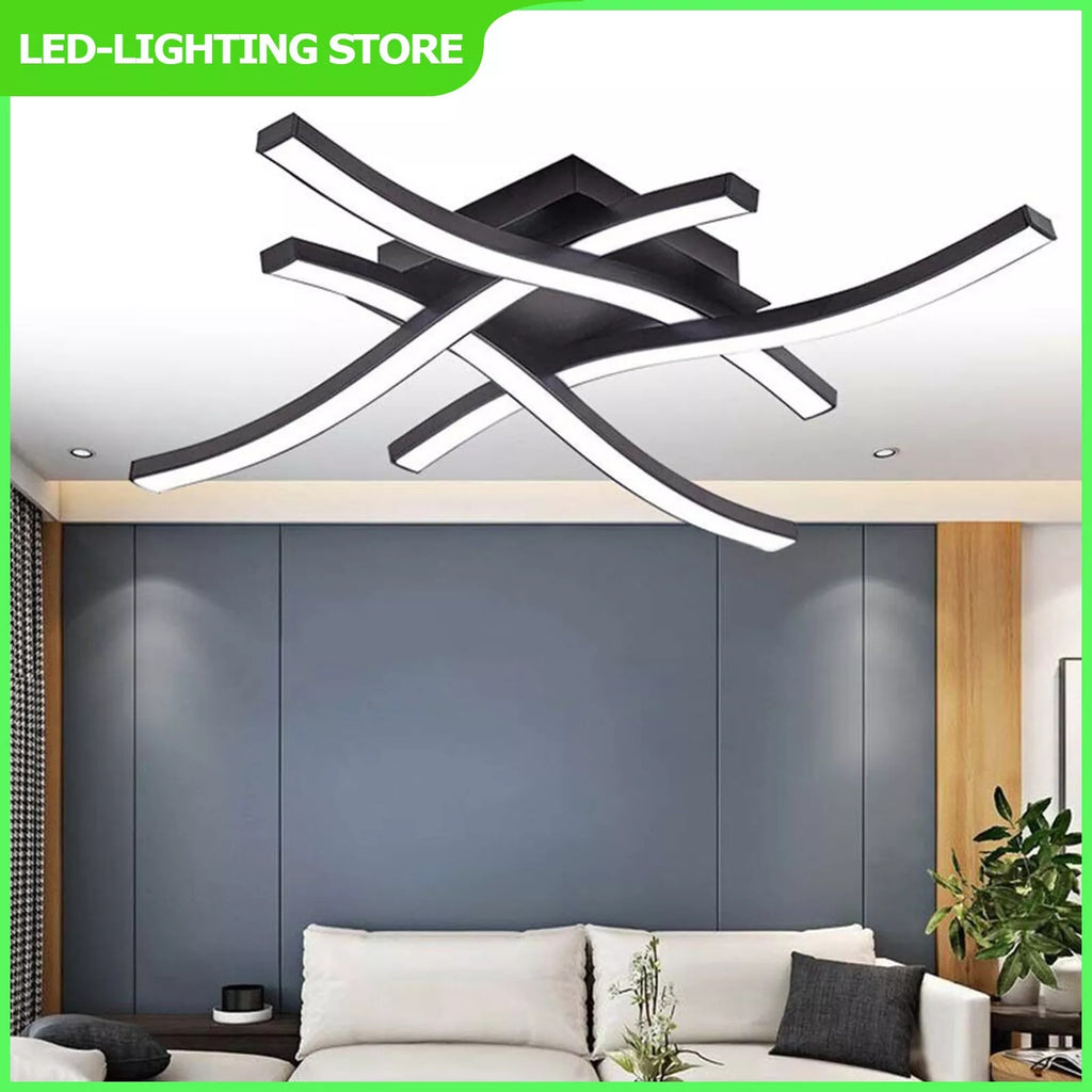 Modern 4-Wave LED Ceiling Light – Dimmable Fixture for Kitchen, Living Room & Bedroom