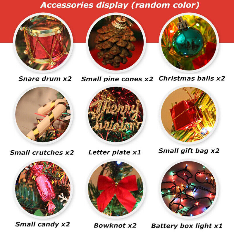 Festive Mini Tabletop Christmas Tree – Pre-Lit with LED Lights & Ornaments