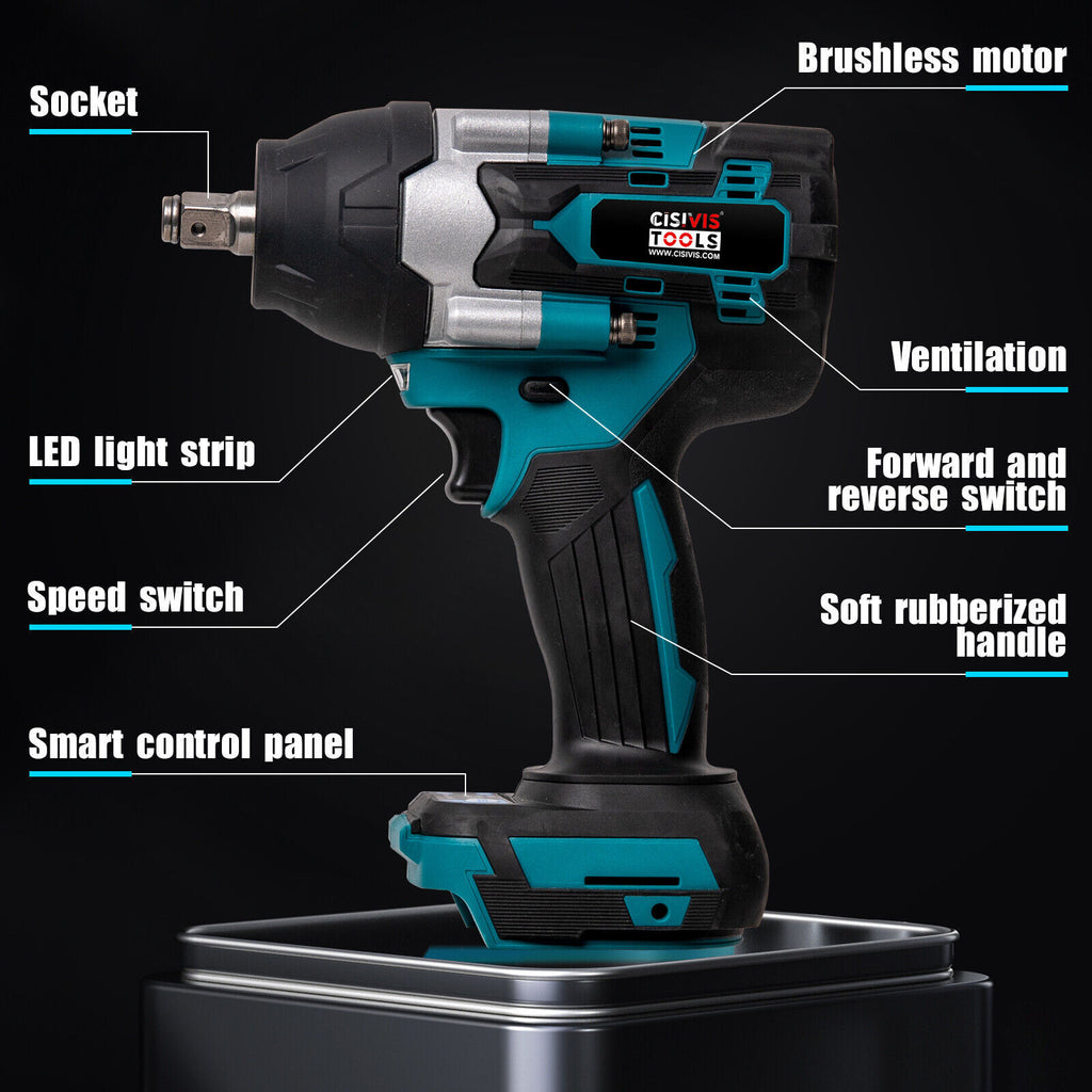 2000Nm 1/2" Cordless Electric Impact Wrench & Drill Driver – Compatible with 18V Battery