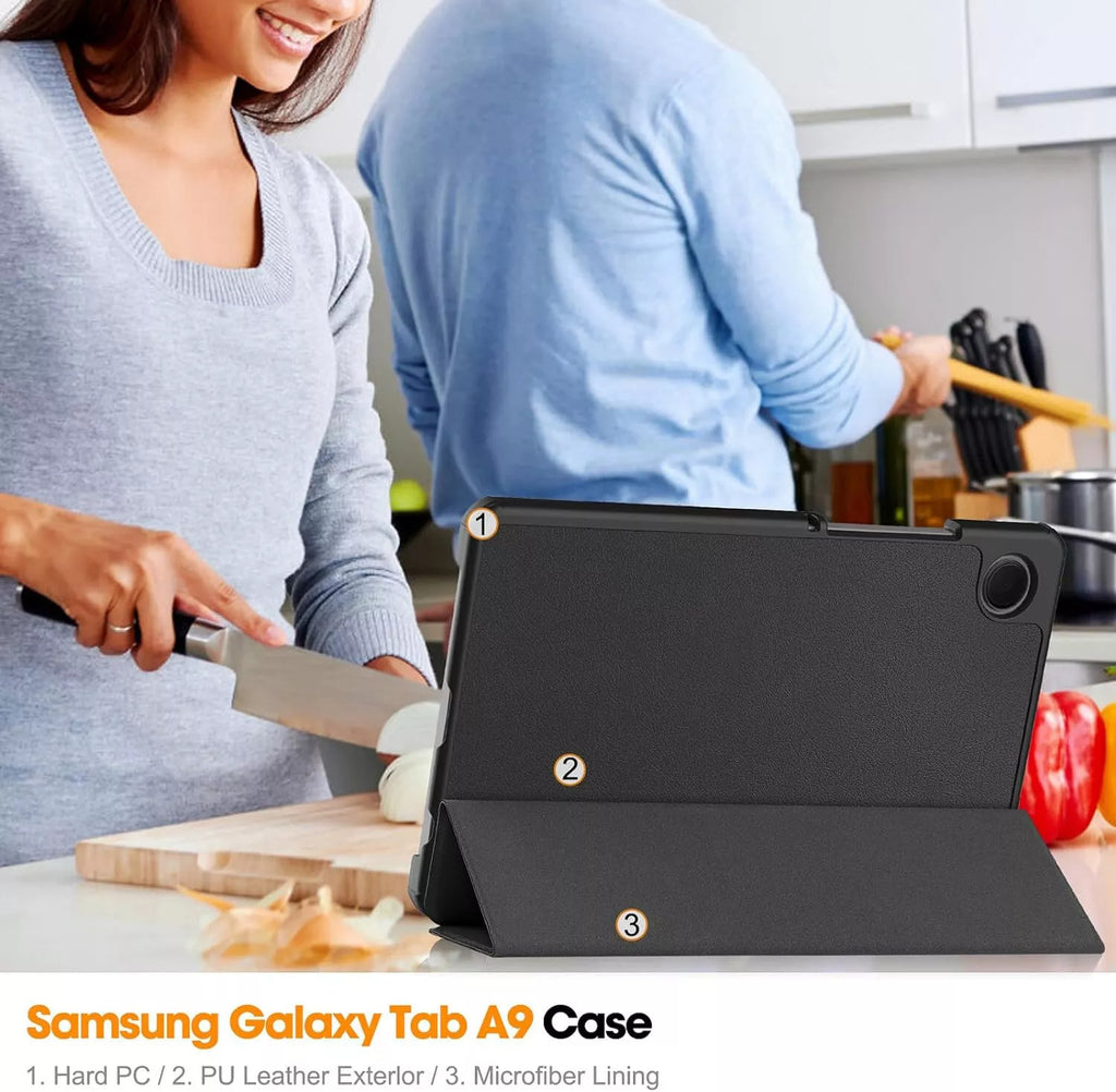 11" Leather Smart Flip Case for Samsung Galaxy Tab A9 Plus 2023 – Tablet Cover Stand