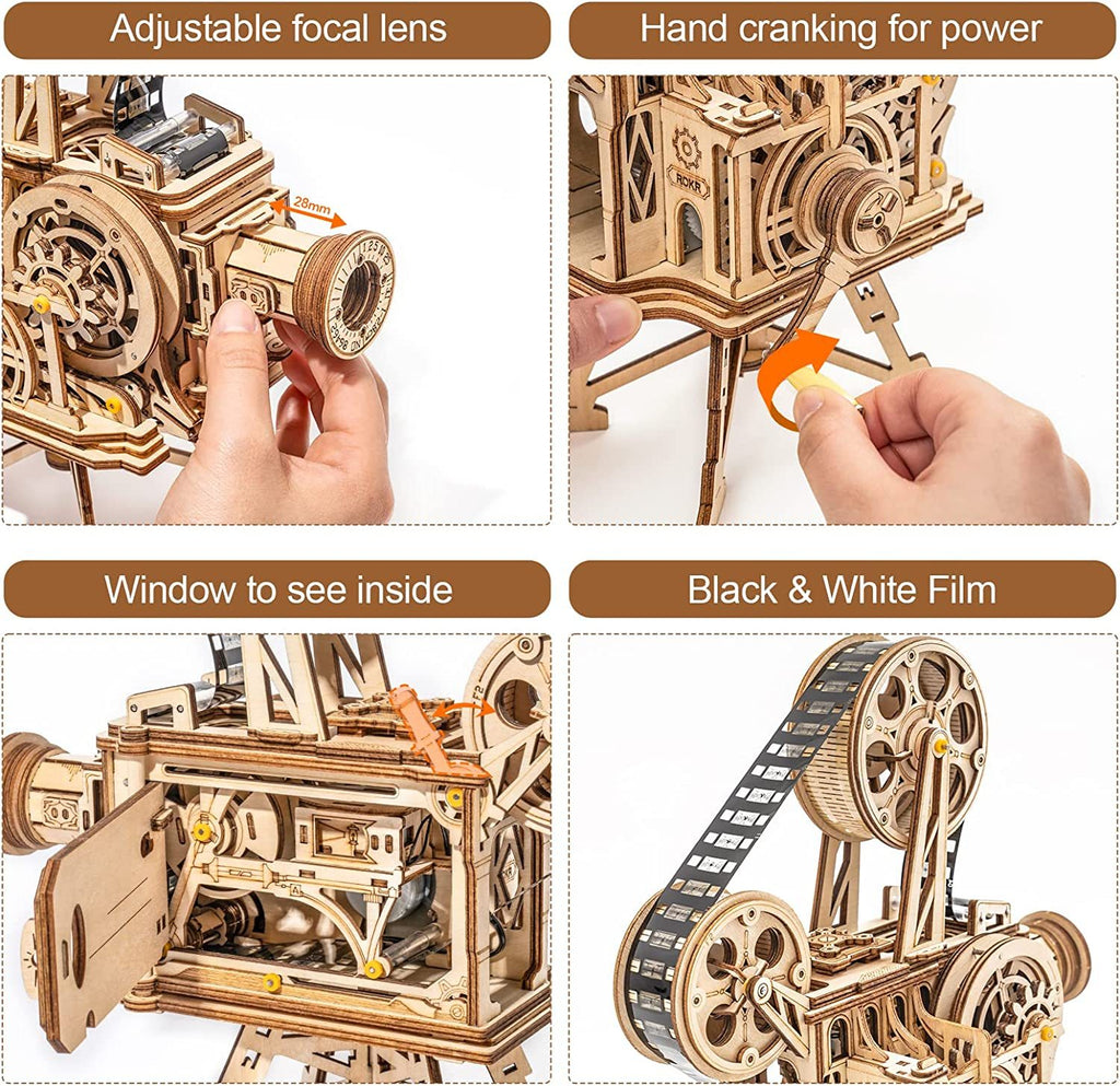 ROKR 3D Wooden Vitascope Puzzle – Mechanical Movie Projector Kit