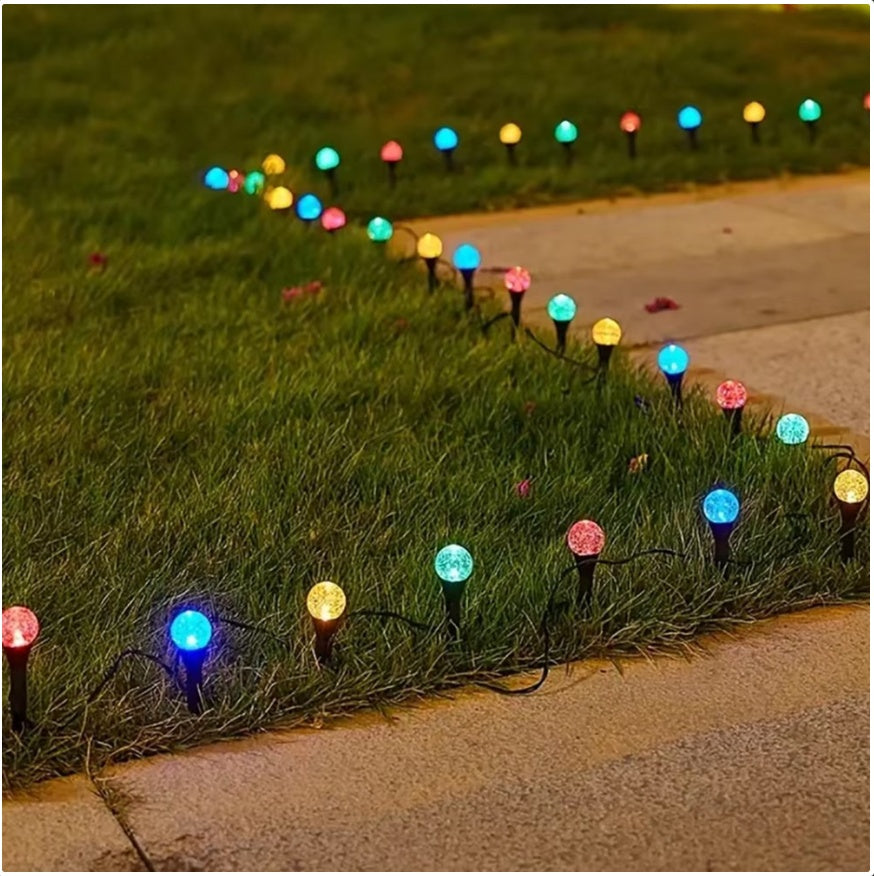 20 Multi-Coloured Solar LED Ball Stake Lights – Outdoor Garden, Pathway & Patio Lighting