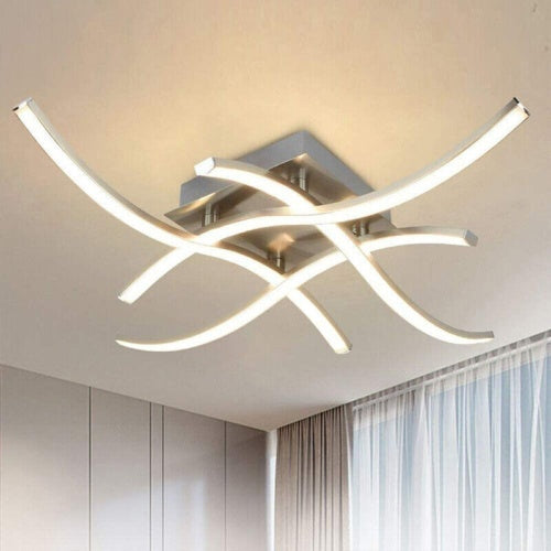 Modern 4-Wave LED Ceiling Light – Dimmable Fixture for Kitchen, Living Room & Bedroom