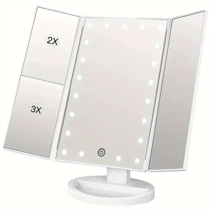 Foldable LED Makeup Mirror with Light – Vanity Desk Stand