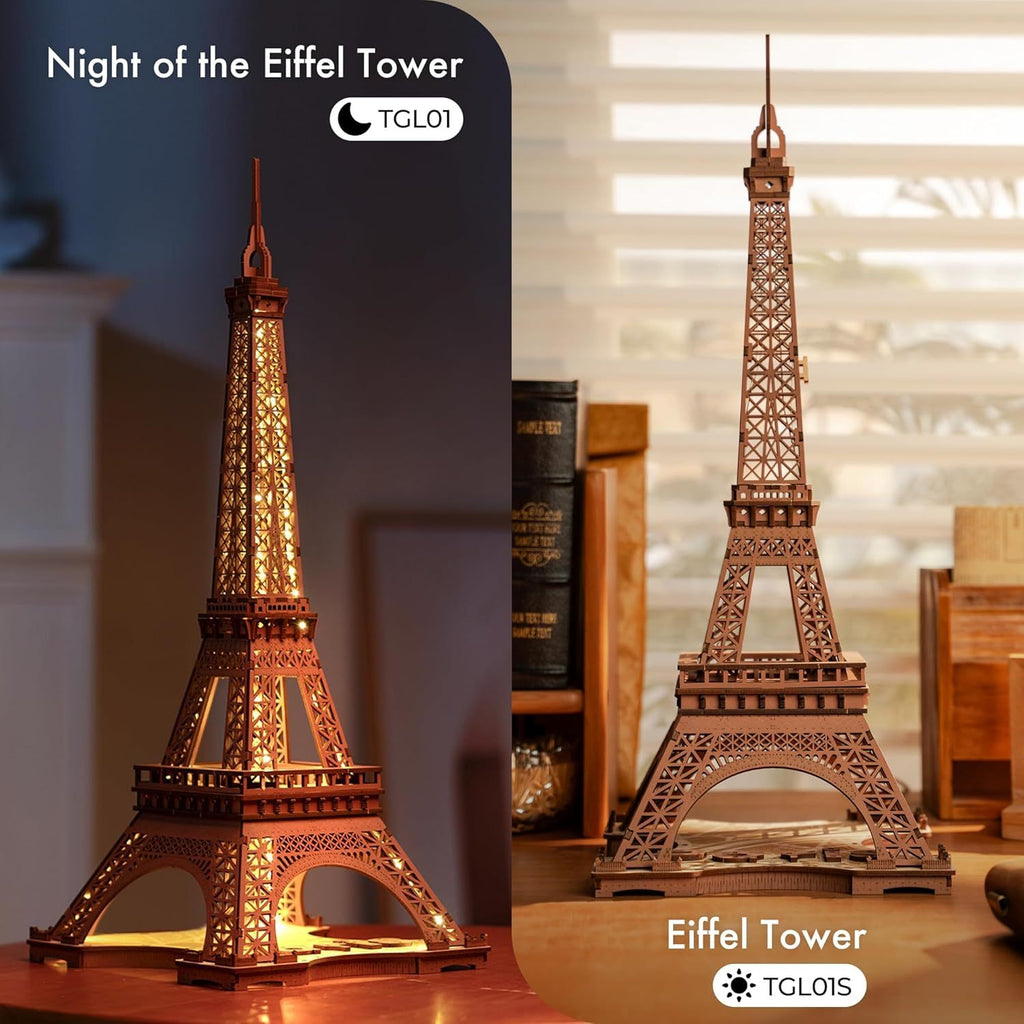ROBOTIME Rolife Eiffel Tower Wooden Puzzle – 4 Light Shows Gift