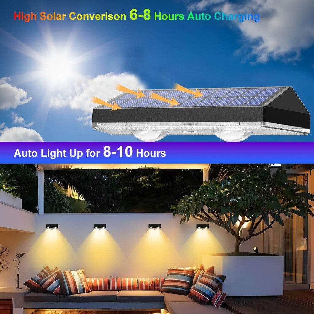 2-Pack Super Bright Solar Powered LED Wall & Fence Lights – Waterproof Outdoor Garden Lamps