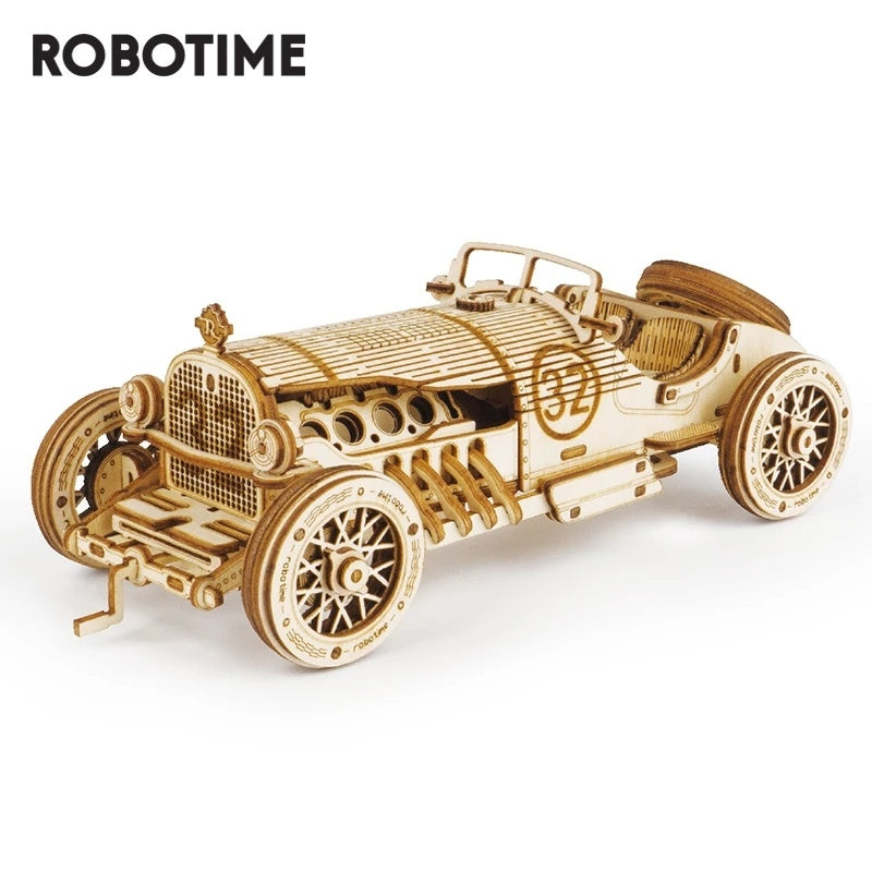 3D Wooden Racing Car Puzzle – DIY Assembly Toy for Kids