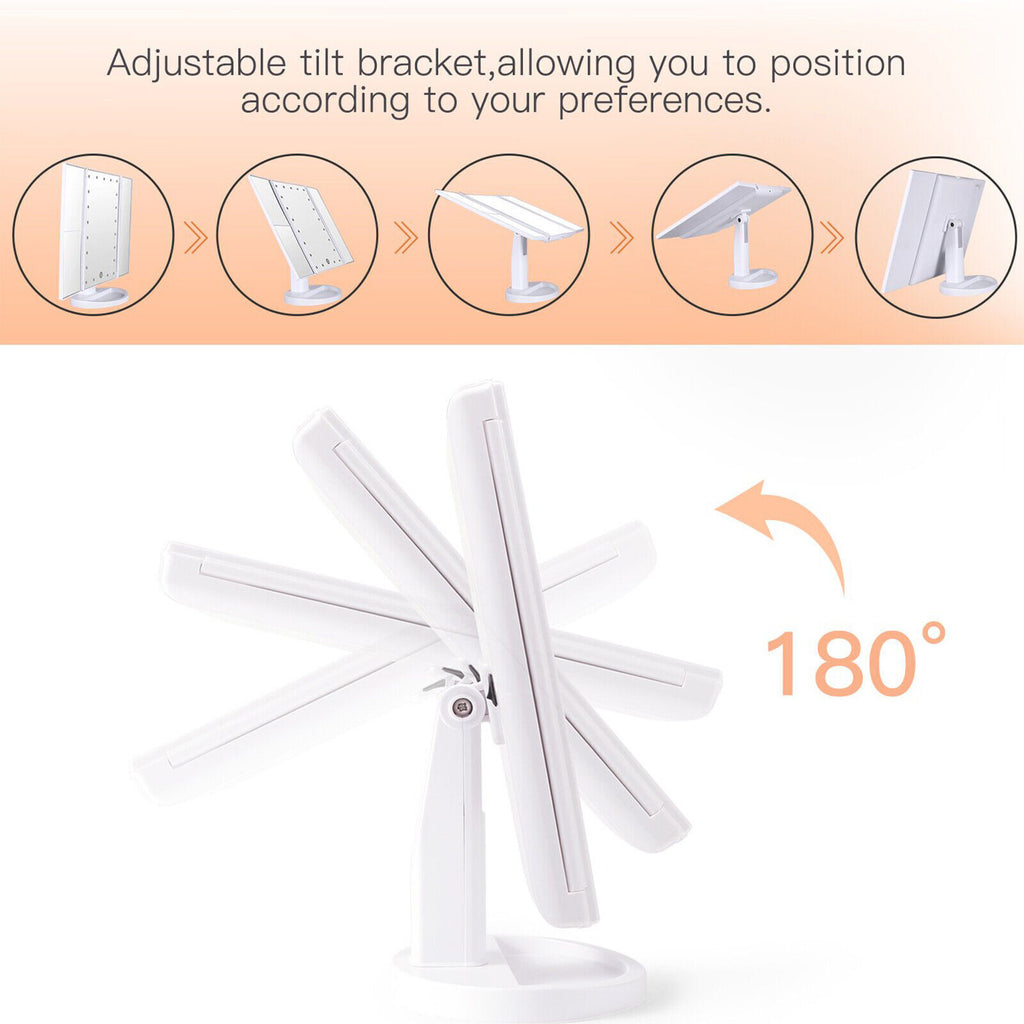Foldable LED Makeup Mirror with Light – Vanity Desk Stand