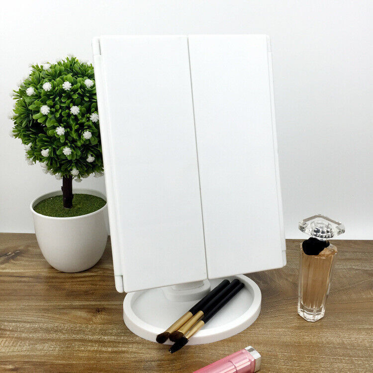 Foldable LED Makeup Mirror with Light – Vanity Desk Stand