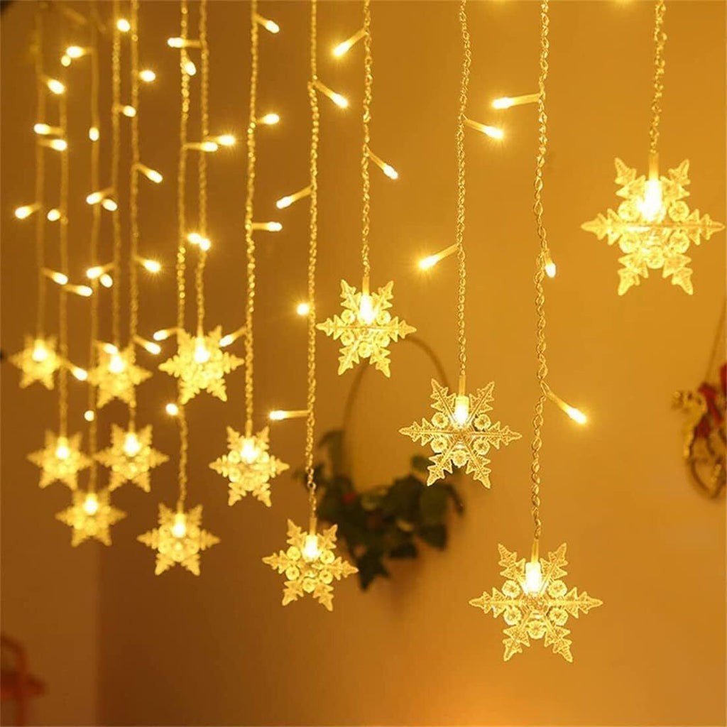 LED Snowflake Curtain Fairy Lights – Christmas & Party Window Decor (UK)