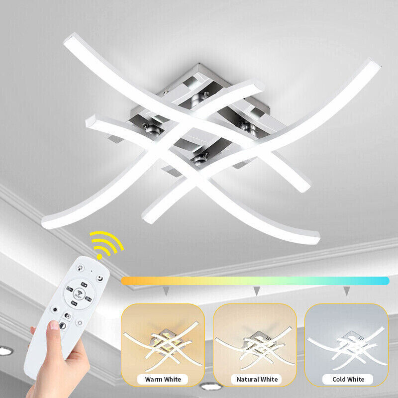 Modern 4-Wave LED Ceiling Light – Dimmable Fixture for Kitchen, Living Room & Bedroom