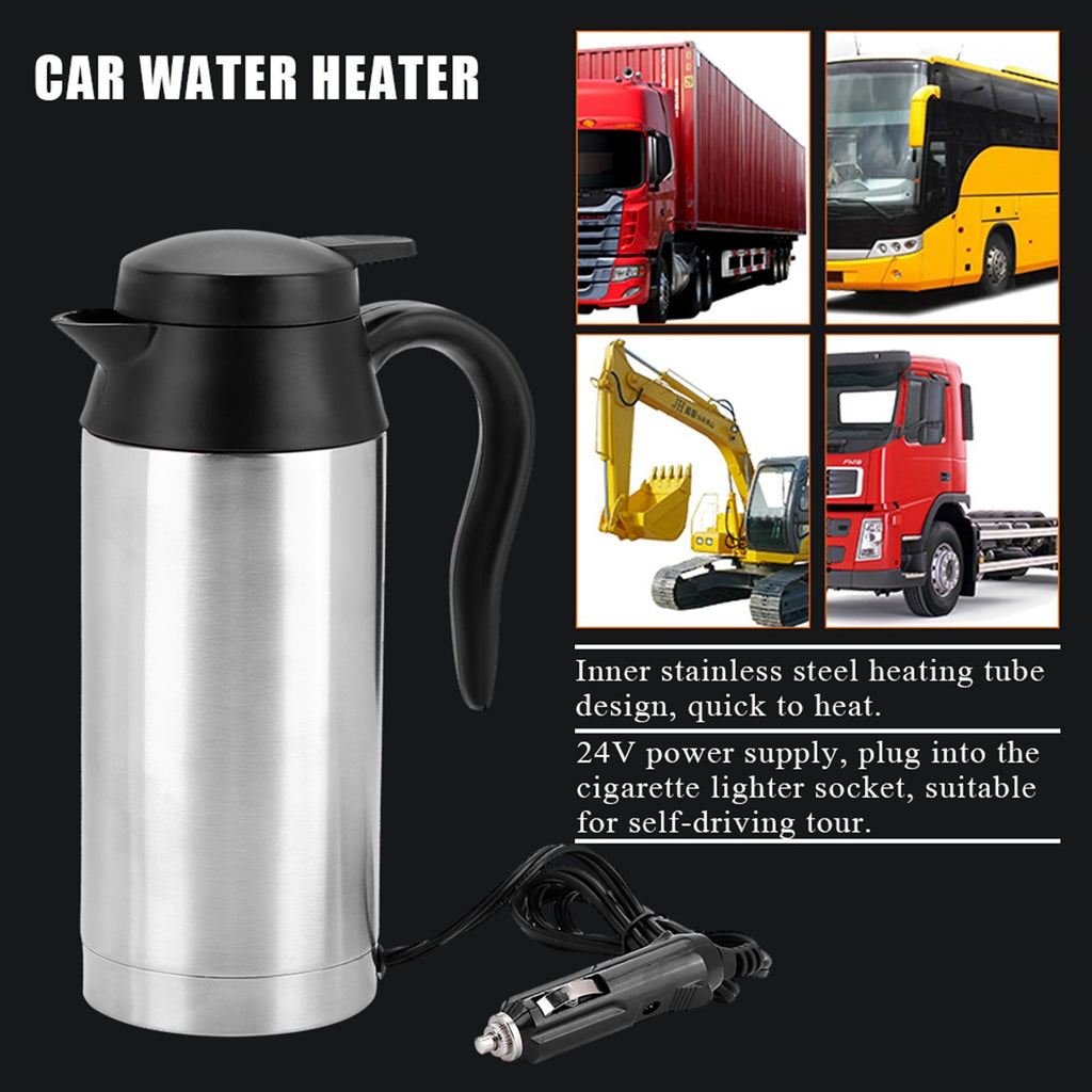 750ml 24V Portable Travel Car Kettle – Electric Water Heater for Tea & Coffee (Truck/Van Use)