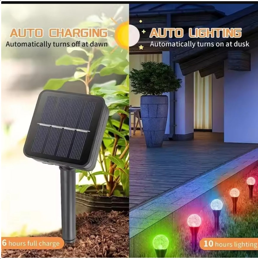 20 Multi-Coloured Solar LED Ball Stake Lights – Outdoor Garden, Pathway & Patio Lighting
