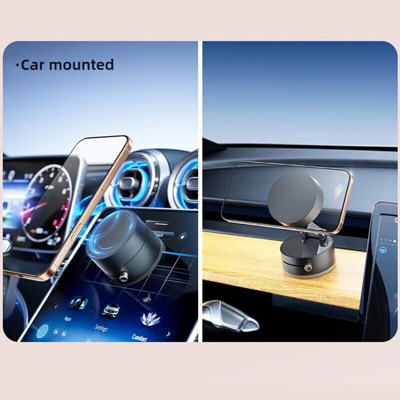 360° Vacuum Magnetic Car Phone Holder – Windshield/Dashboard Suction Mount Stand