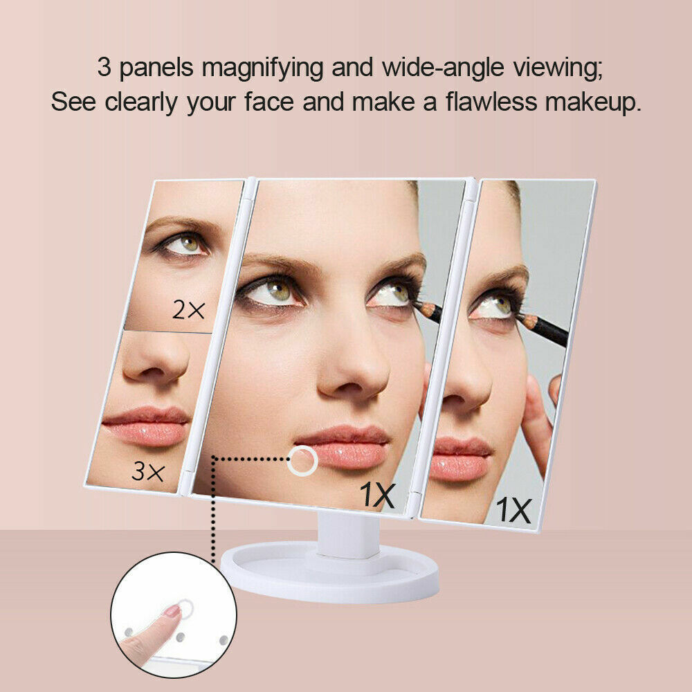 Foldable LED Makeup Mirror with Light – Vanity Desk Stand