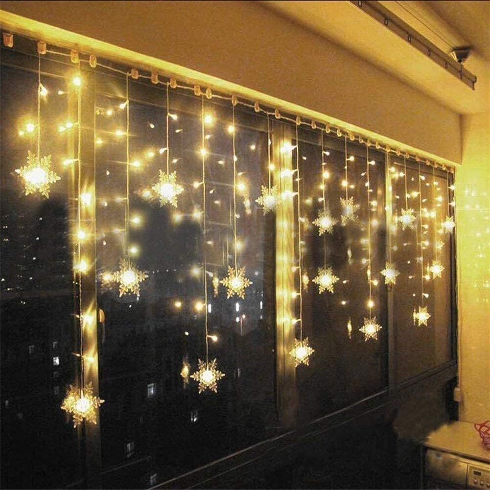 LED Snowflake Curtain Fairy Lights – Christmas & Party Window Decor (UK)