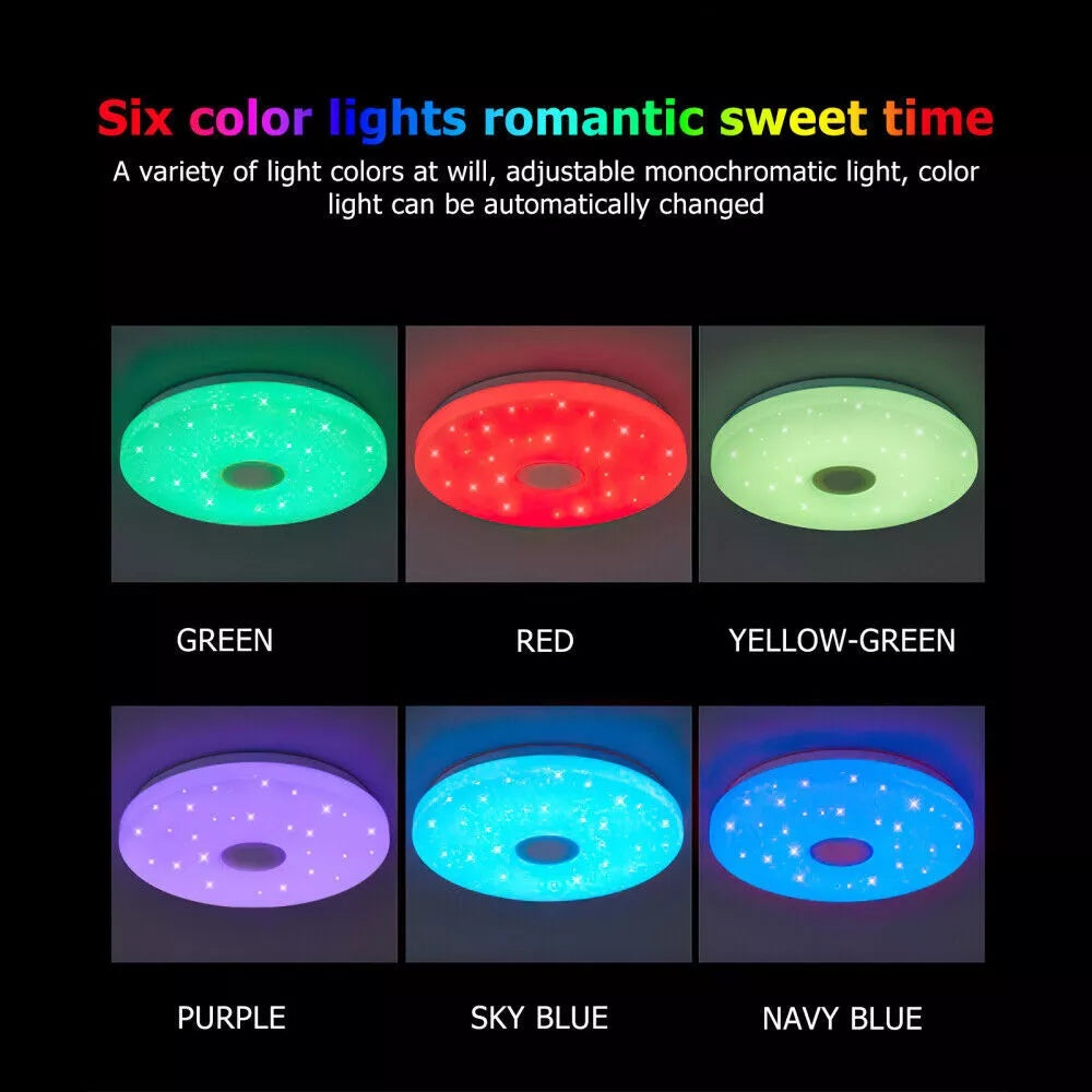 RGB LED Ceiling Light with Bluetooth Speaker – Music & Mood Lighting + Remote Control