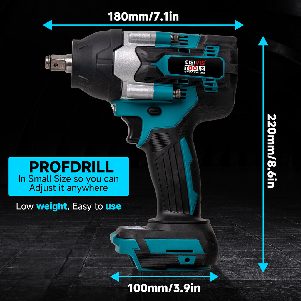2000Nm 1/2" Cordless Electric Impact Wrench & Drill Driver – Compatible with 18V Battery