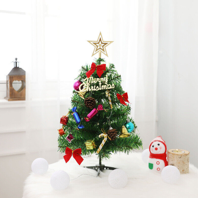 Festive Mini Tabletop Christmas Tree – Pre-Lit with LED Lights & Ornaments