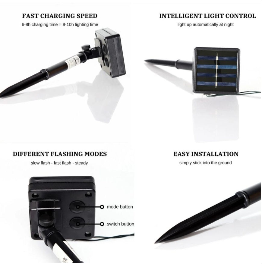 20 Multi-Coloured Solar LED Ball Stake Lights – Outdoor Garden, Pathway & Patio Lighting