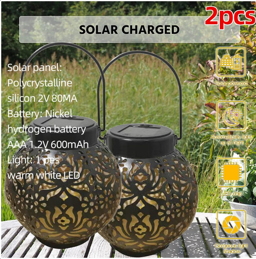 2-Pack Waterproof Outdoor Solar Hanging Lantern Lights – Garden & Lawn Decorative Lamps