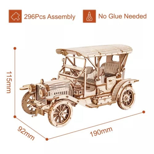 ROKR 3D Wooden Vintage Car Puzzle – DIY Model Building Kit Gift