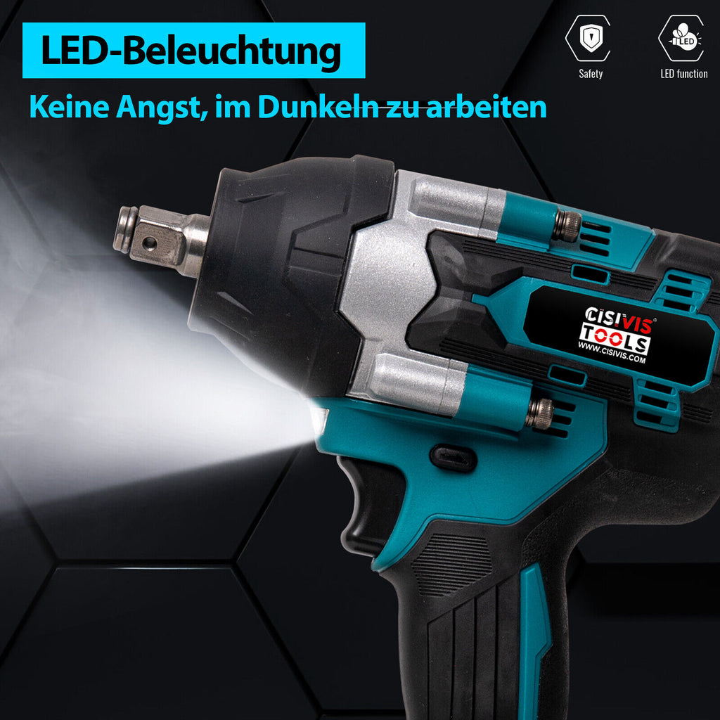 2000Nm 1/2" Cordless Electric Impact Wrench & Drill Driver – Compatible with 18V Battery