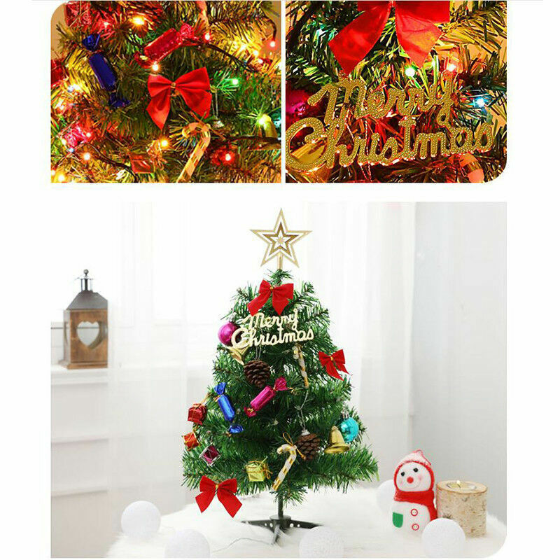 Festive Mini Tabletop Christmas Tree – Pre-Lit with LED Lights & Ornaments
