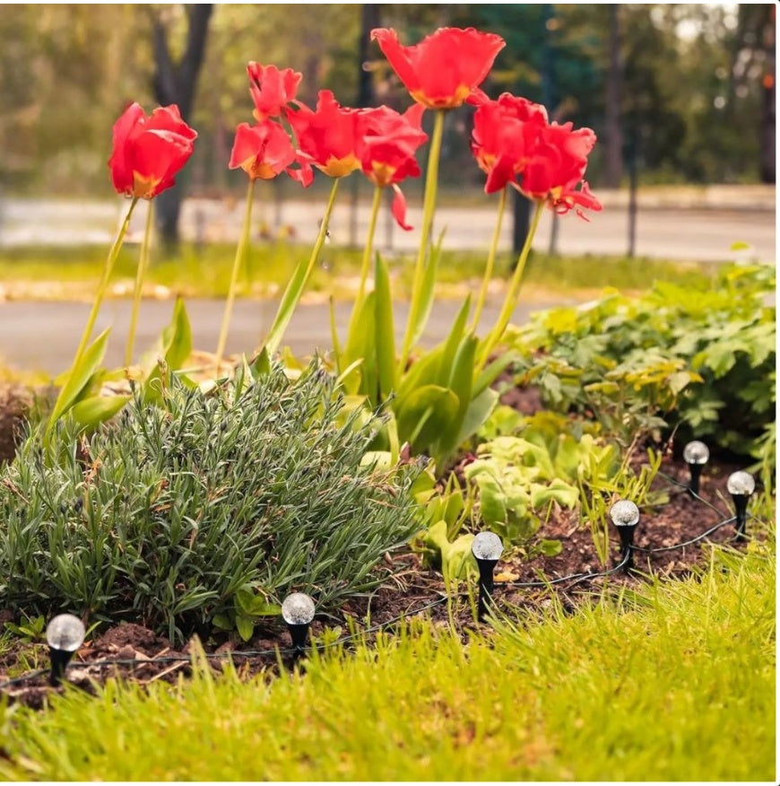 20 Multi-Coloured Solar LED Ball Stake Lights – Outdoor Garden, Pathway & Patio Lighting